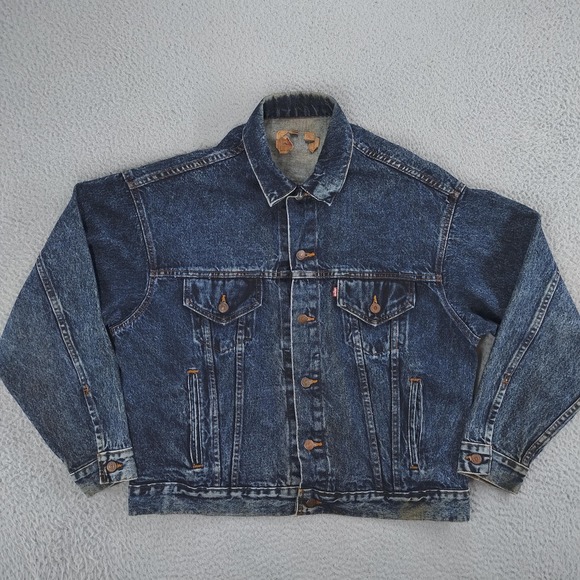 Vintage Levi's Denim Trucker Jacket Mens Large Stonewash Made in USA 90s 71548 - Picture 1 of 16